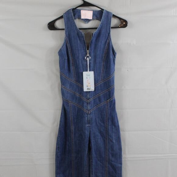 Revice Jumpsuit Womens Extra Small Hollywood Heartthrob Flare Denim Blue Retro - Picture 5 of 16